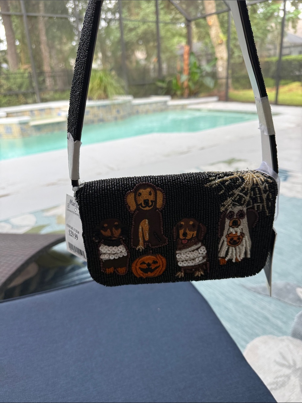 Black Beaded Halloween Puppy Clutch by No Brand